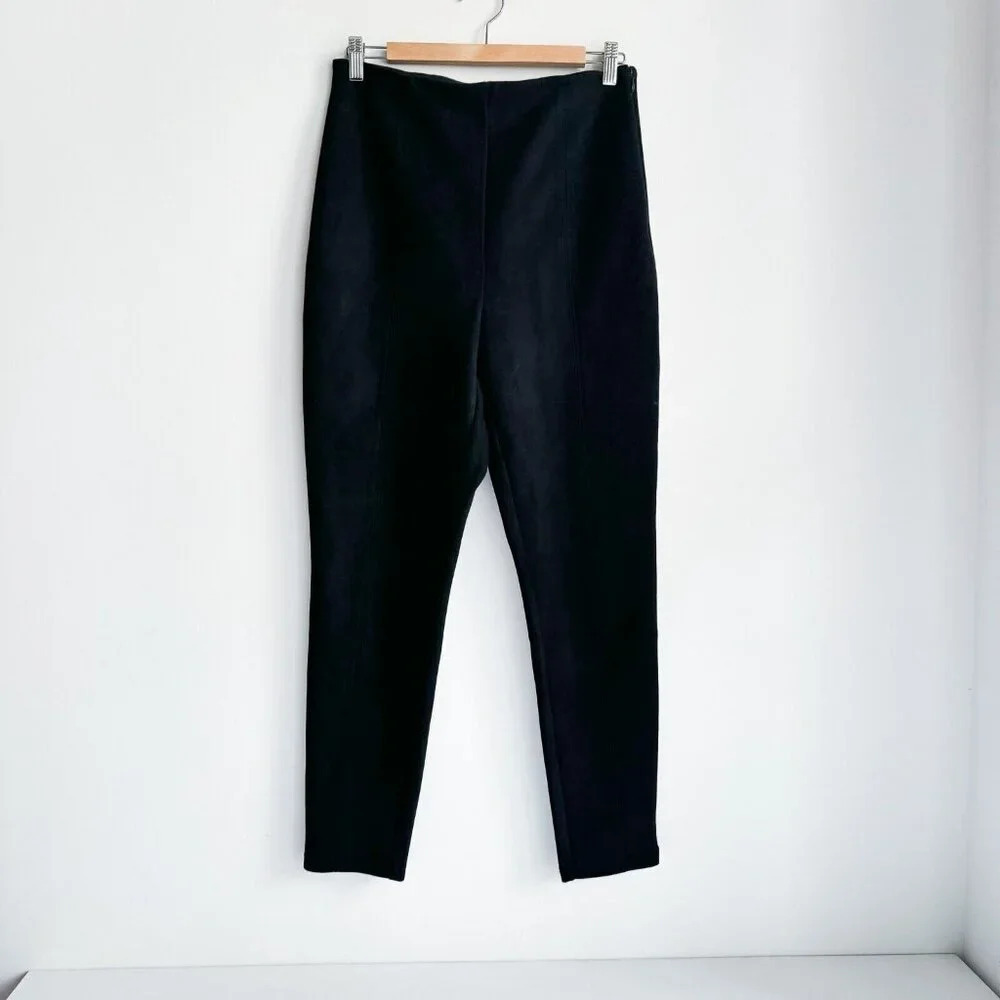 Babaton Faux Suede Classic Black High Waisted Leggings 10